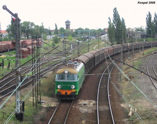 20.08.2008 ET22-343 (ZT Ostrów Wlkp ) wjeżdża do Kostrzyna (KoB) z pociągiem towarowym do Niemiec.