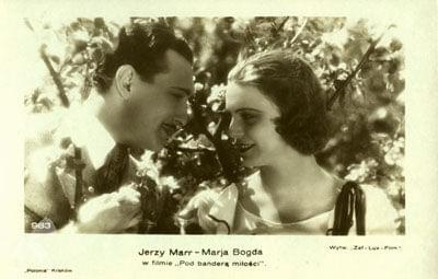 Aktorzy Jerzy Marr i Maria Bogda, zdjęcie z filmu " Pod banderą miłości "_1929 r.