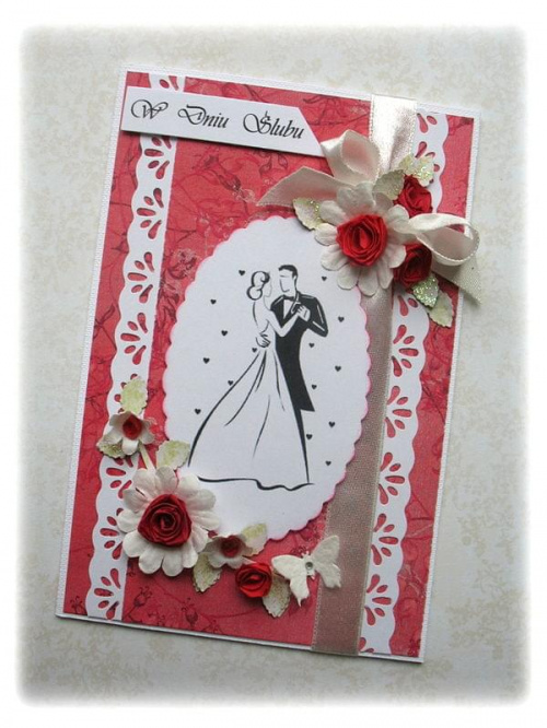 W kolorze miłości #Kartka #życzenia #czerwień #miłość #ślub