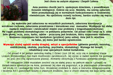 Anna Cionaka - Autyzm atypowy, Zespół Cohena, Bruksizm, Kandydoza, Skrzywienie kręgosłupa - Skolioza -- http://pomagamy.dbv.pl #AnnaCionaka #AutyzmAtypowy #ZespółCohena #Bruksizm #Kandydoza #SkrzywienieKręgosłupa #Skolioza #pomagamydbvpl #SOS